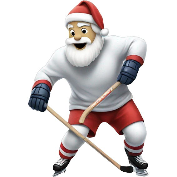White Santa Clause playing Hockey  emoji