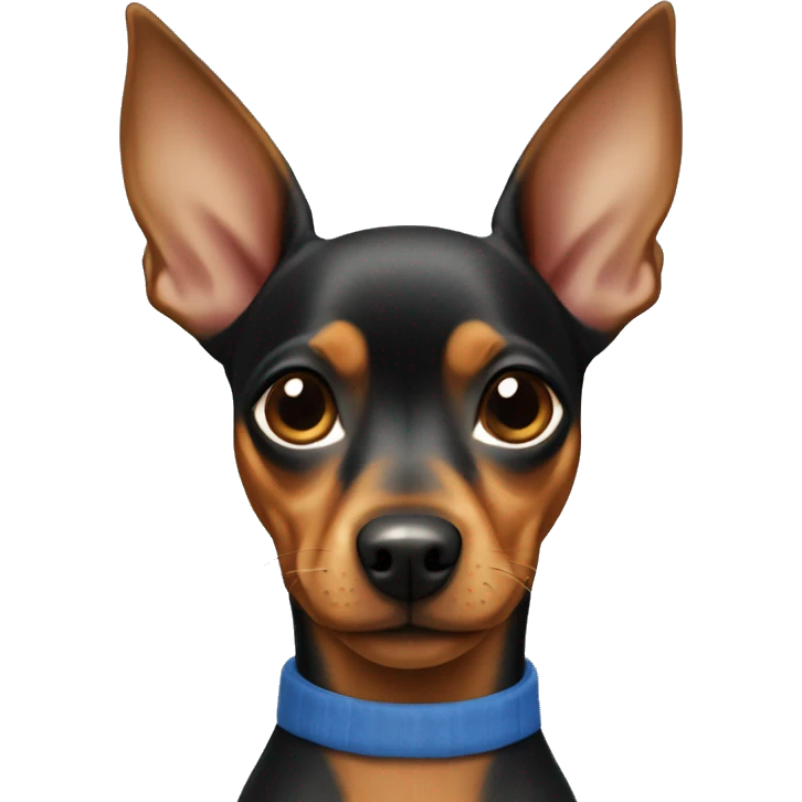 Miniature Pinscher wearing a blue shir emoji