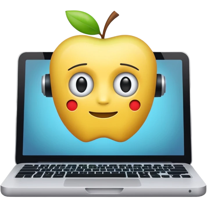 chatbot or computer with text lines, apple emoji style emoji