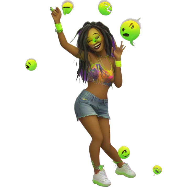420 Rave party dancing neon smoking emoji