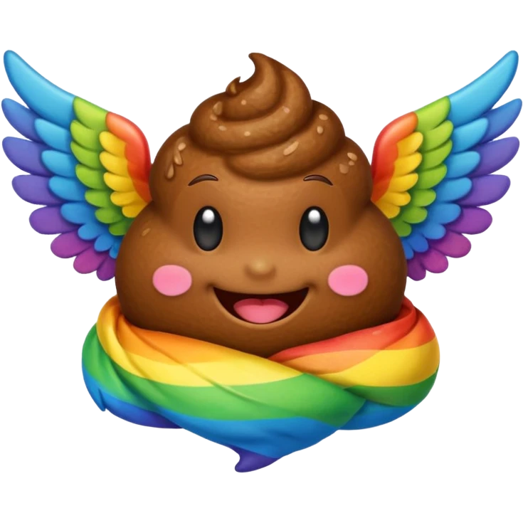 rainbow poop emoji with wings emoji