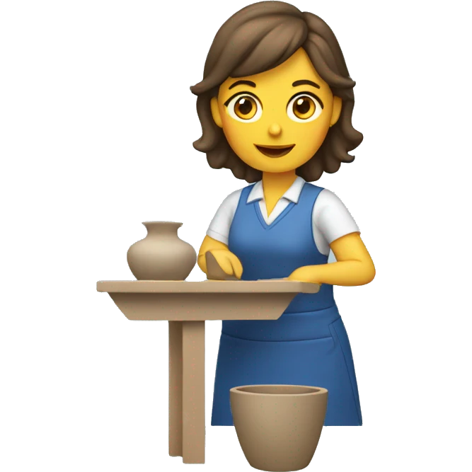 female teacher making ceramics emoji