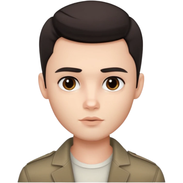 Very pretty handsome bratz man,  short dark hair, dark yes, pale skin, defined jawline emoji