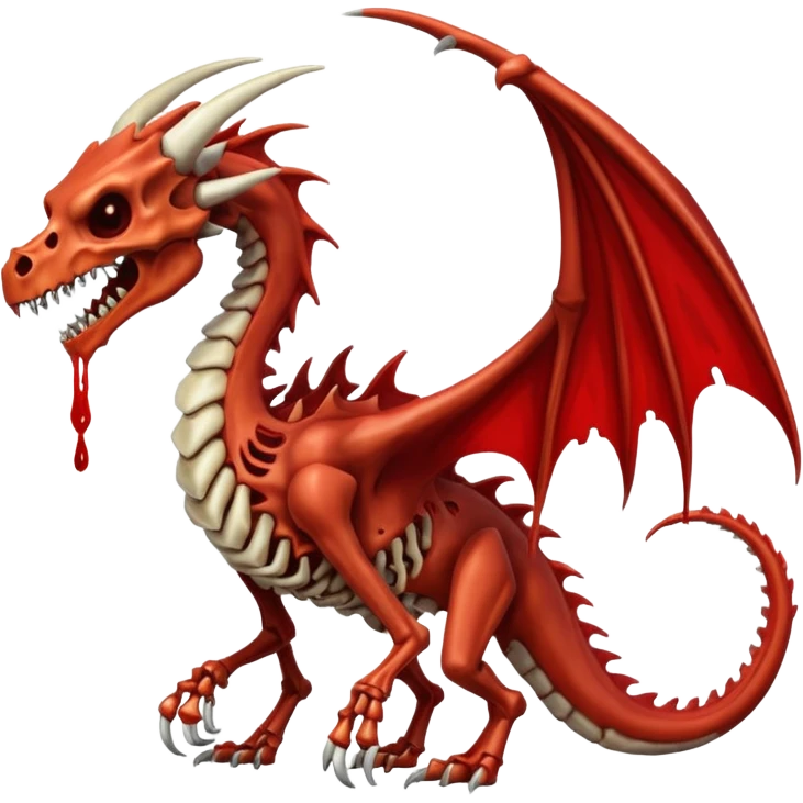  skeletal skeleton bone dragon with some blood dripping emoji