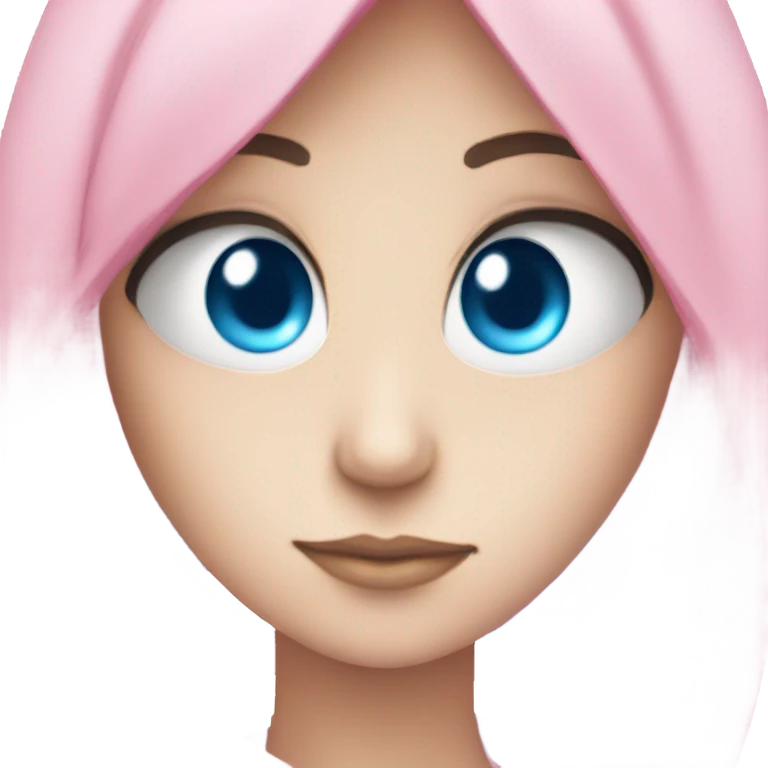 Pink ball with blue anime girl eyes emoji
