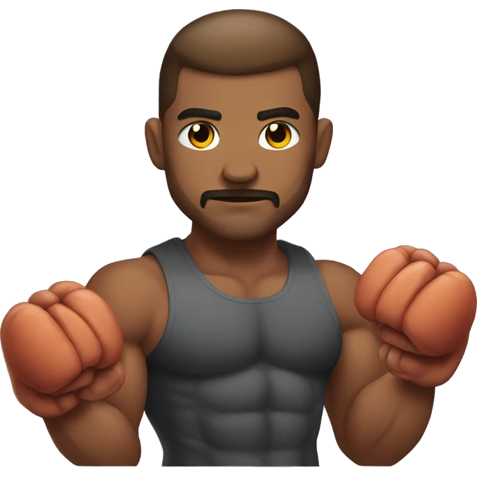 a muscular man with turkeys for fists emoji