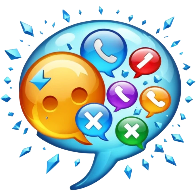 Speech bubble physically exploding into symbols emoji