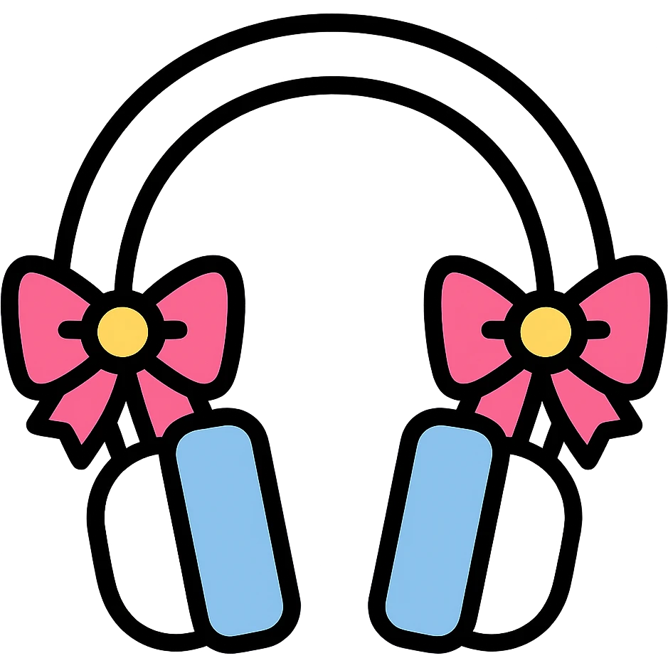 white headphones with pink bows emoji