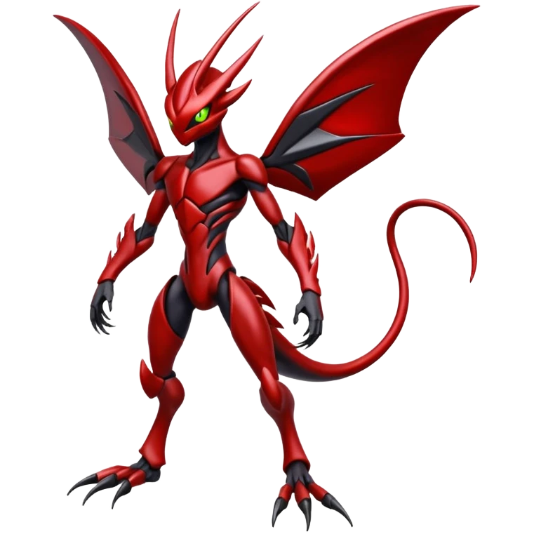 Futuristic shiny glossy edgy dark shady shadowy evil Scizor-Bisharp-Darkrai-Fakémon-hybrid-creature (full body) with white rib cage  emoji
