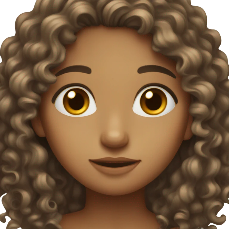Brown eyed  long curly hair girl emoji