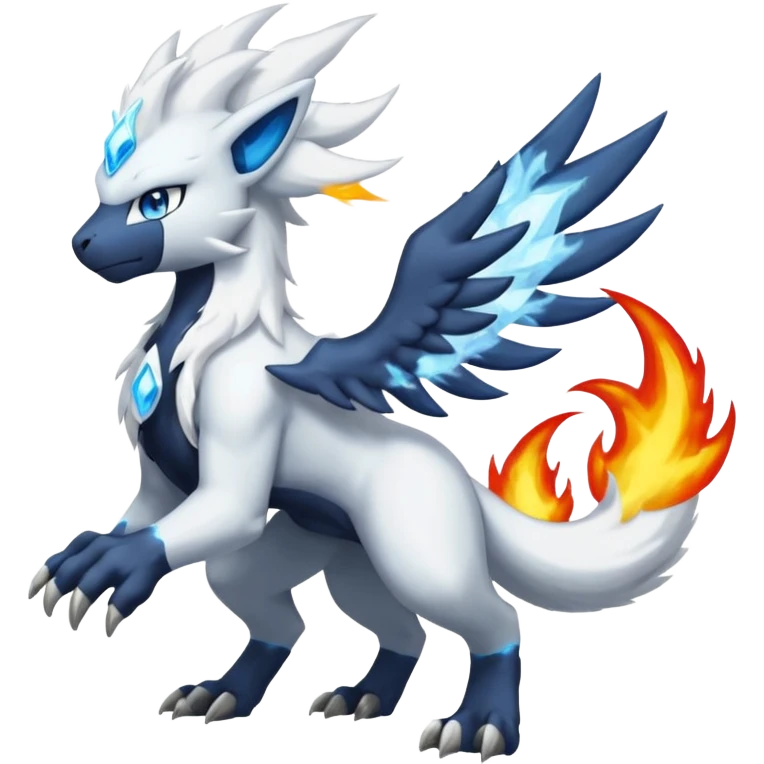 Absol-Luxray-Reshiram-Kyurem-fusion, full body emoji