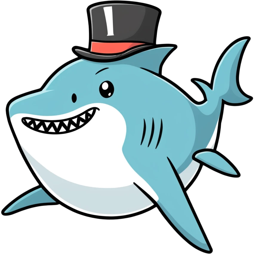 Shark with a top hat emoji