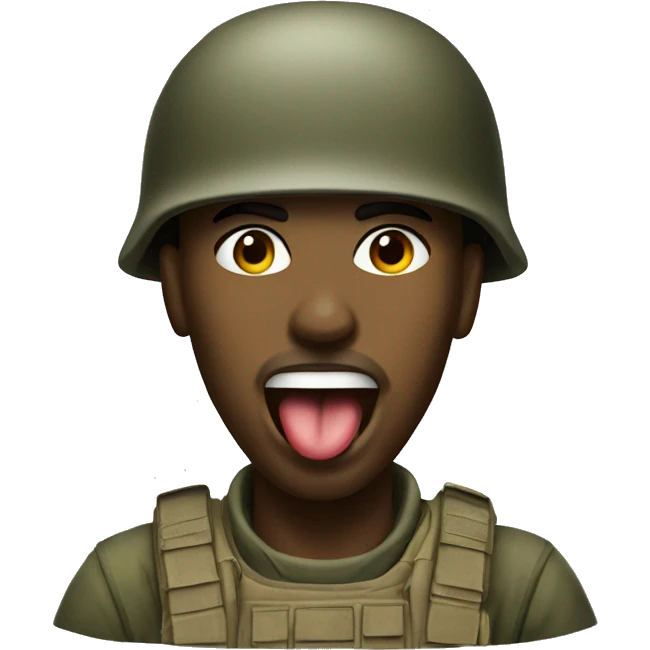 soldier shows his tongue emoji