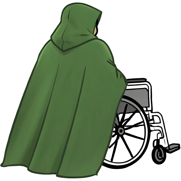 Back of wheelchair with a cape emoji