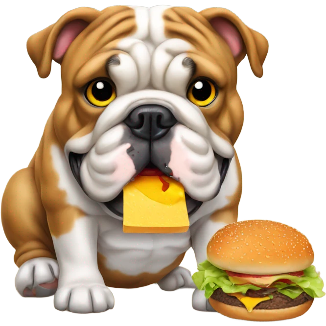 English bulldog eat burger  emoji