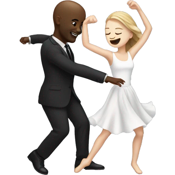White girl dancing with bald black man  emoji