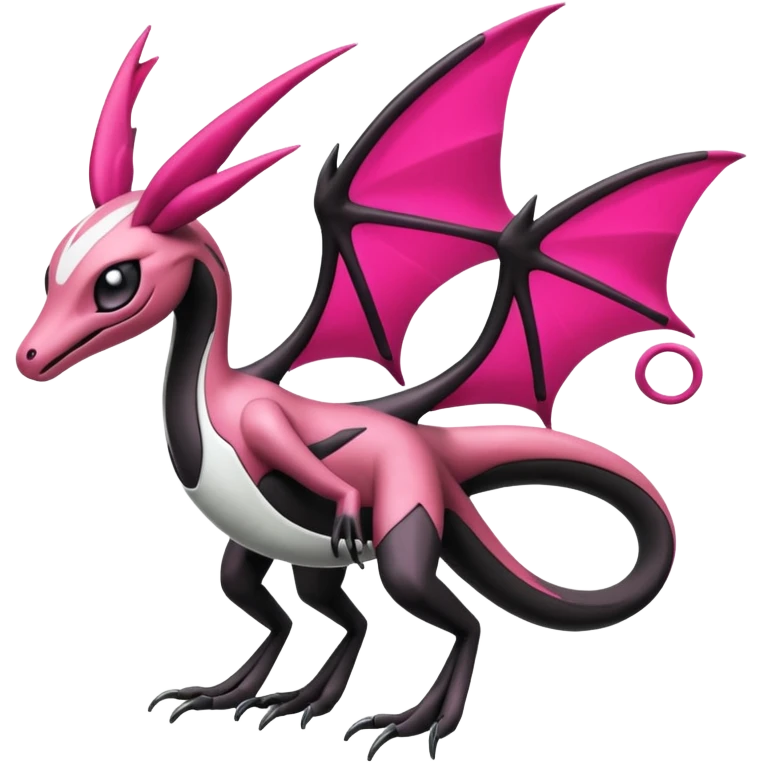 Magenta, black and white Meloetta-Flygon-Gorebyss-Salazzle-Pokémon-Fakémon-creature-fusion-hybrid emoji