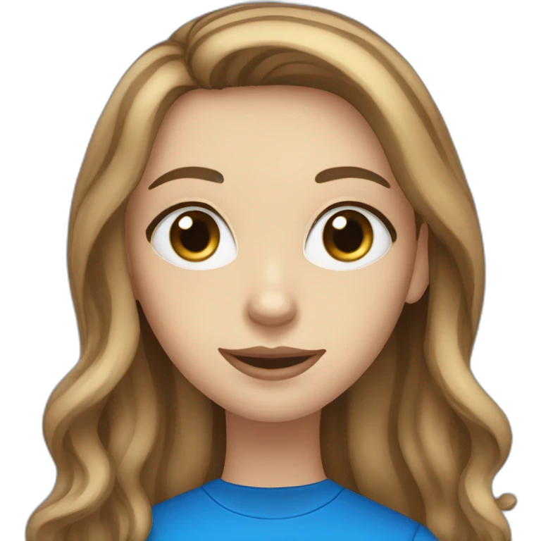 long light brown hair woman with blue eyes black stripy t-shirt emoji
