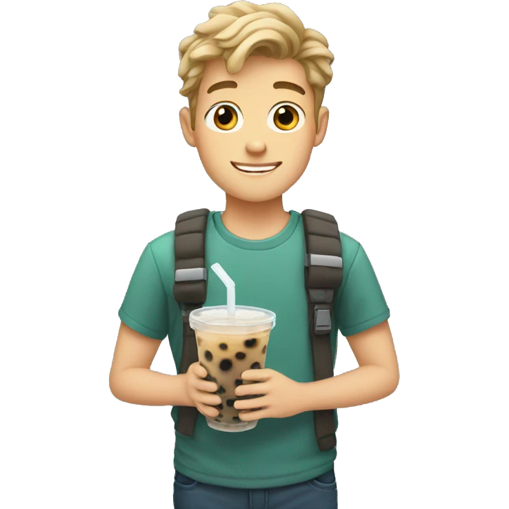 white boy with boba tea emoji