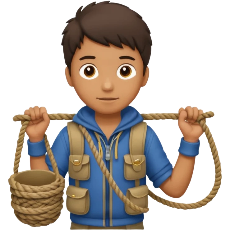 Boy carrying rope,Jungle Explorers. emoji