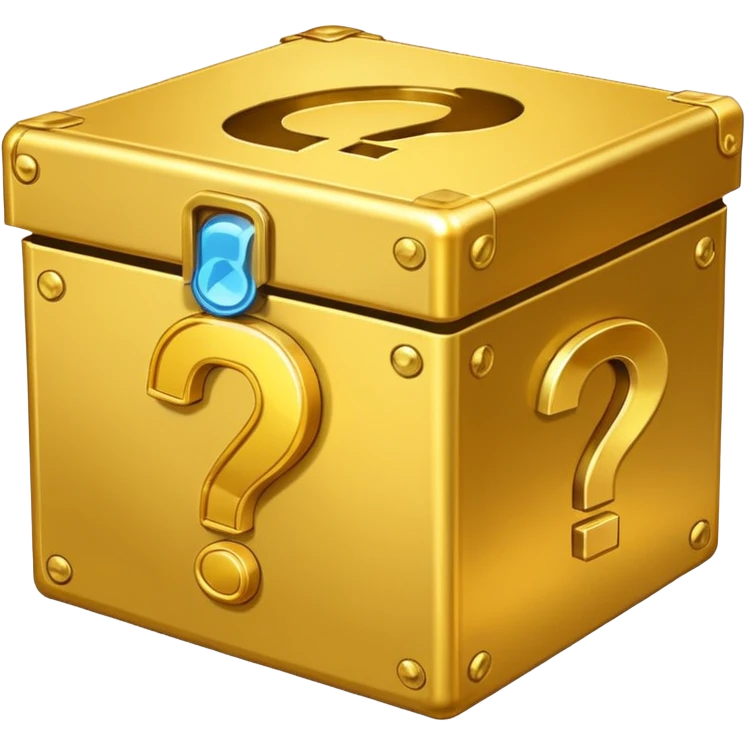 сгенерируй смайл loot box в стили классических смайлов с вопросом 
золотой, не деревянный, а металический emoji