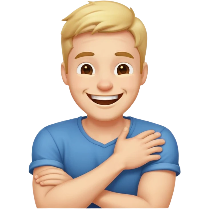 Armed crossed holding neck laughing guy emoji