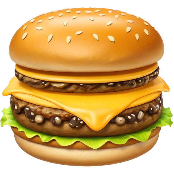 mushroom burger object icon, sauteed mushrooms, beef patty, melted cheese, sesame bun, 3D cartoon, mobile game icon style, clean background, no text, no watermark
 emoji