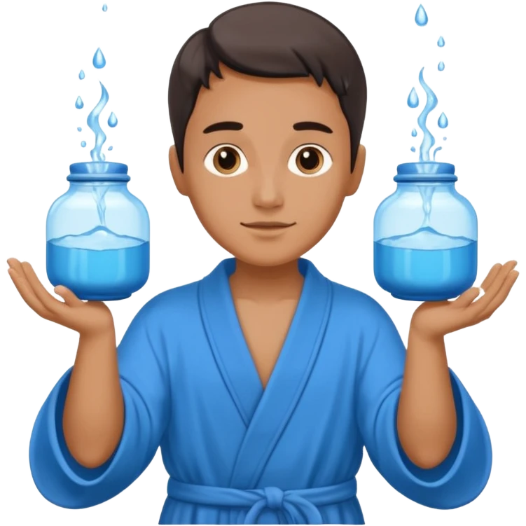 Water bearer holding do jars and spiking water inspired by aquarius sign emoji