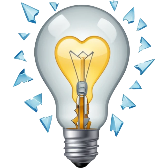 A light bulb broken in half is like a broken heart emoji