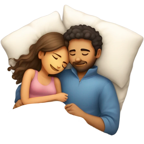 Make a doodle of a guy and a girl sleeping and cuddling in bed and show a label of name by TANISH AND HIMANSHI emoji