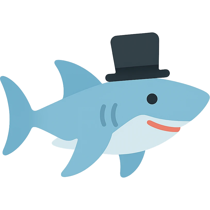 shark wearing a top hat emoji