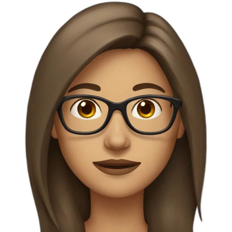 woman with brown shoulder long hair and glasses emoji