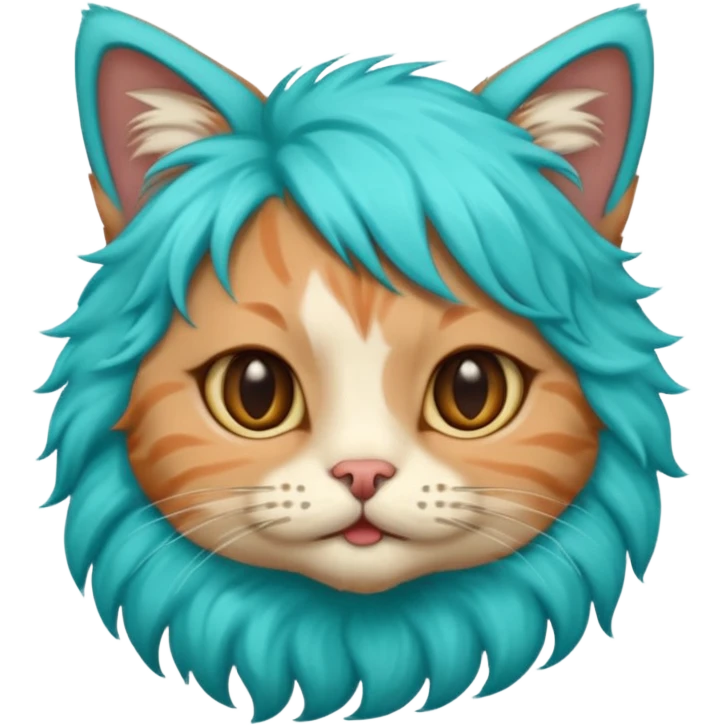 cat with turcoise hair emoji