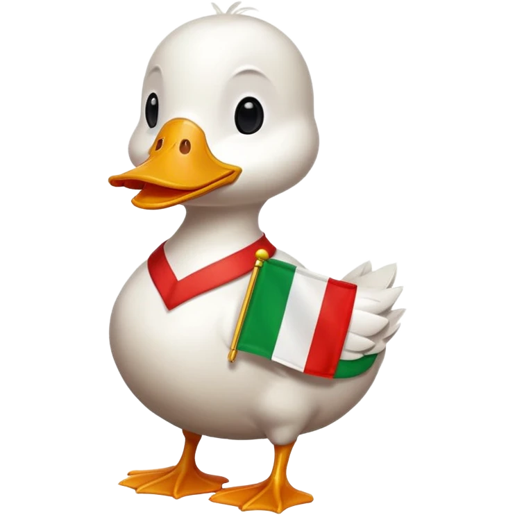 A cartoon duck wearing an Italian flag emoji