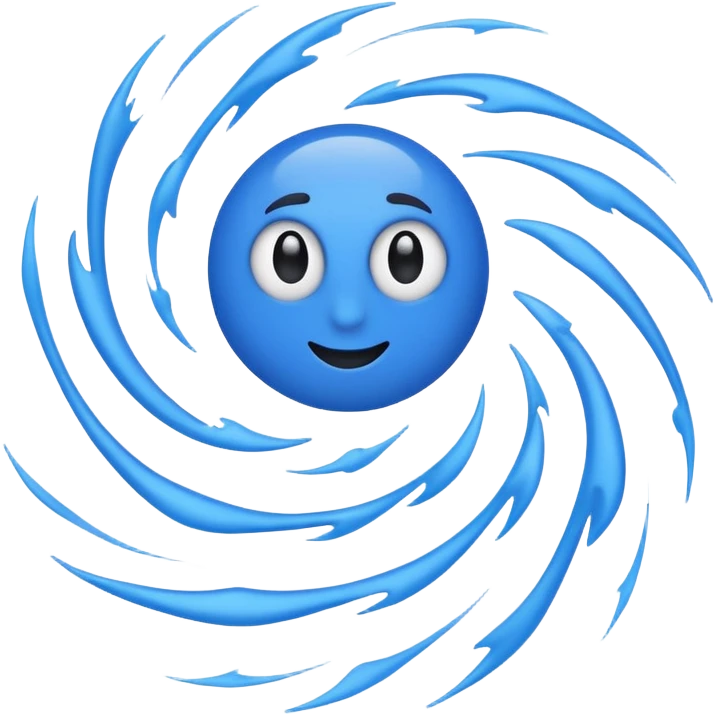 cyclone emoji with cartoonish expressive eyes, black arms and legs, simple clean emoji style, polished minimal look, professional company logo emoji