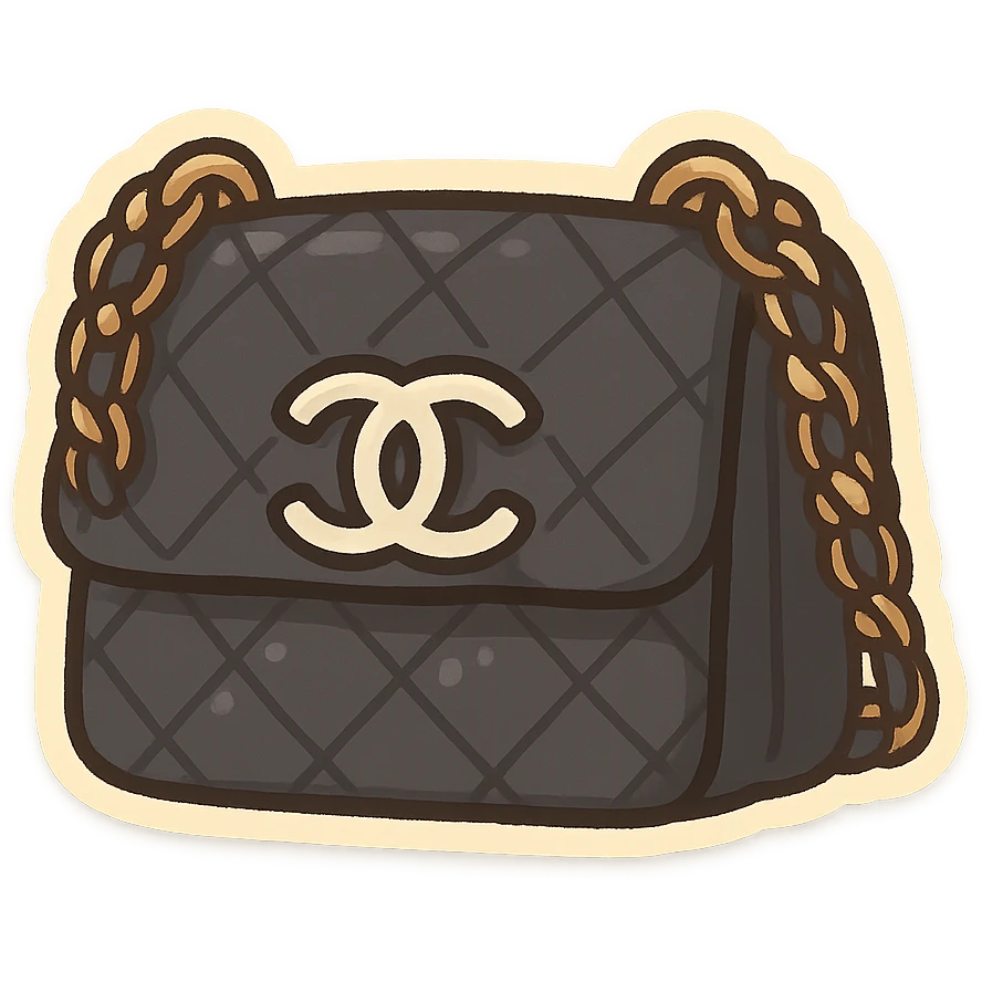 cute and exaggerated black Chanel purse emoji