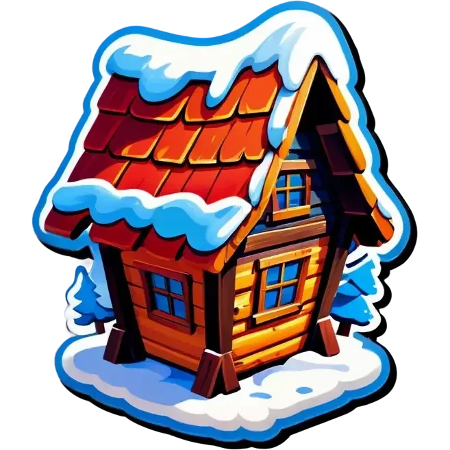 Blaue Holzhütte, im Winter emoji