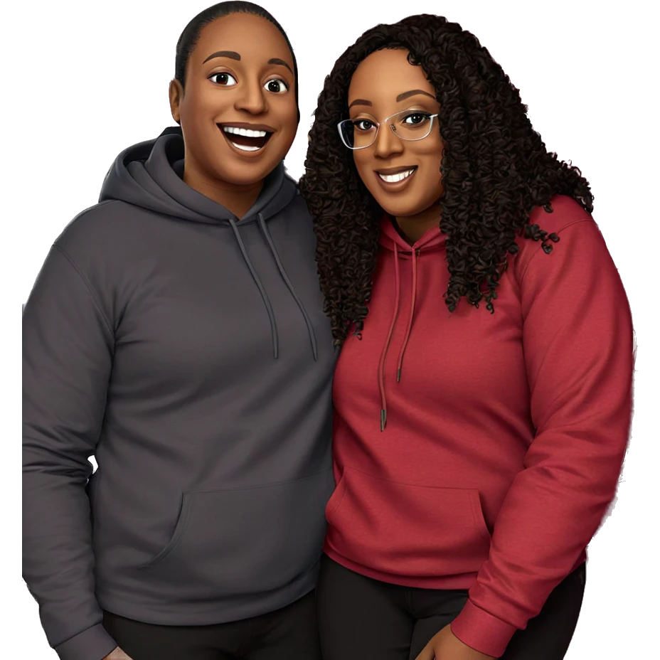 happy friends in hoodies emoji