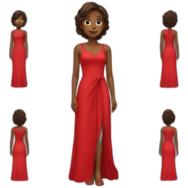 A girl is wearing a long red dress. emoji
