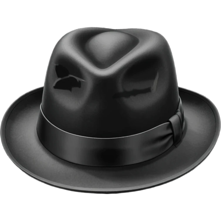 fedora, isolated, transparent background, black emoji