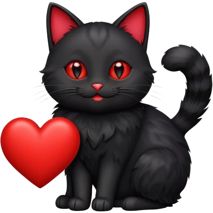 Magic cat with happy red heart with a late emoji