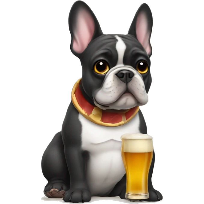 French Bulldog with a beer emoji