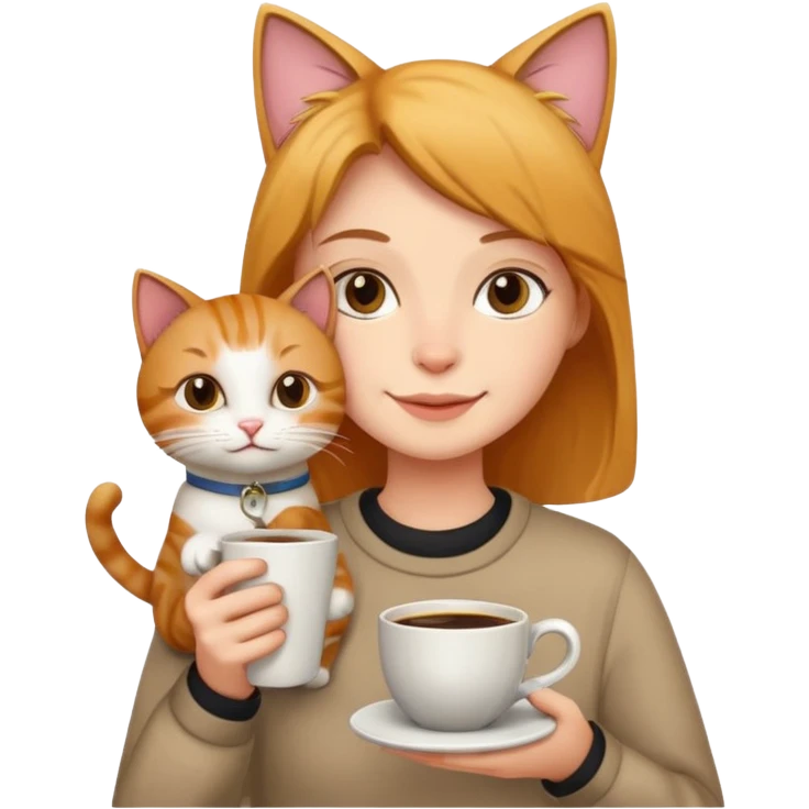 Coffee and cats emoji