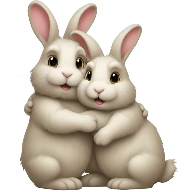 Three bunnies cuddling emoji