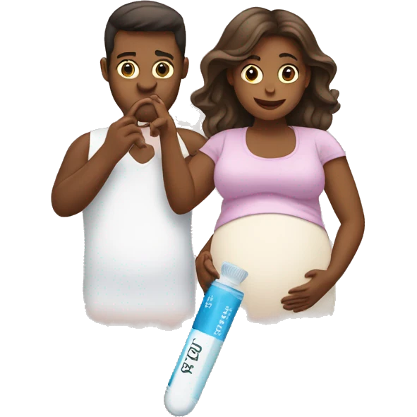 couple looking at pregnancy test emoji