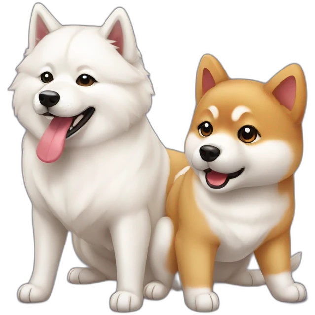 samoyed and shiba inu playing emoji
