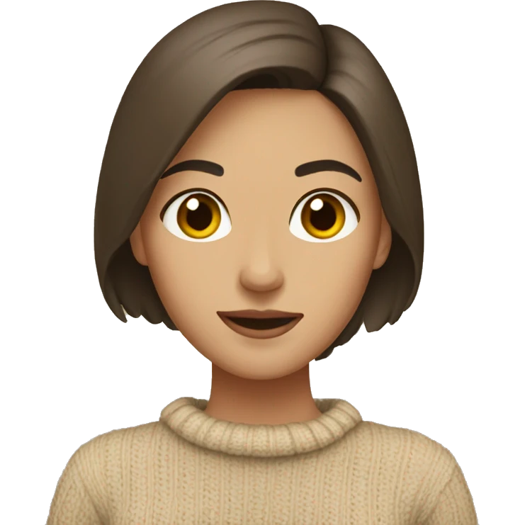 Brunette women in beige sweater emoji