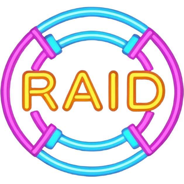  a neon sign that says RAID emoji