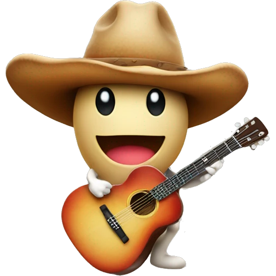Mushroom wearing a cowboy hat playing a guitar  emoji
