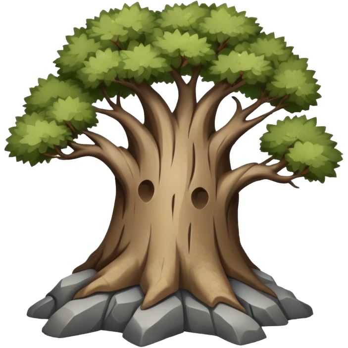 Tree hugging a rock with its branches  emoji